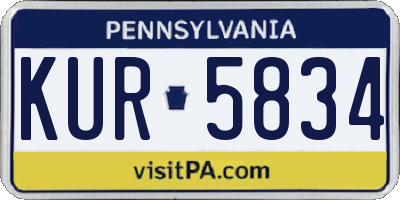 PA license plate KUR5834