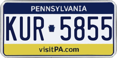 PA license plate KUR5855