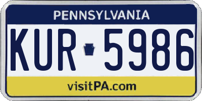 PA license plate KUR5986