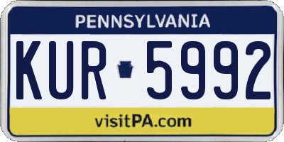PA license plate KUR5992