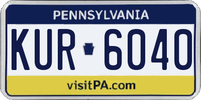 PA license plate KUR6040