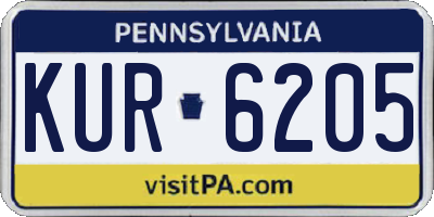 PA license plate KUR6205