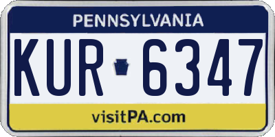 PA license plate KUR6347