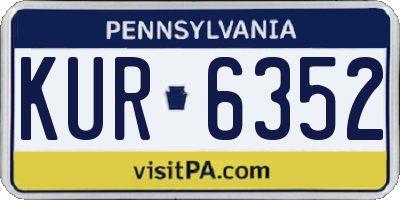 PA license plate KUR6352