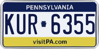 PA license plate KUR6355