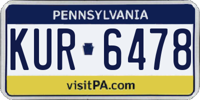 PA license plate KUR6478