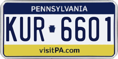 PA license plate KUR6601