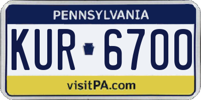PA license plate KUR6700