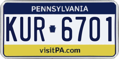PA license plate KUR6701