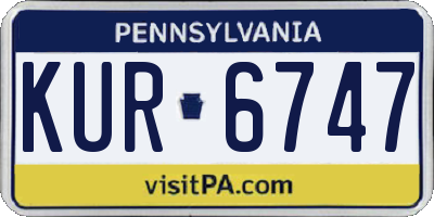 PA license plate KUR6747