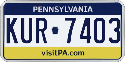 PA license plate KUR7403