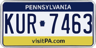 PA license plate KUR7463