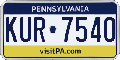PA license plate KUR7540