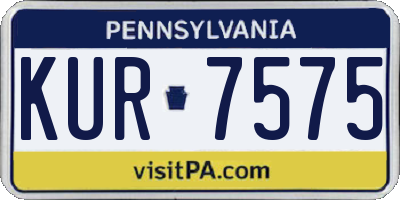 PA license plate KUR7575