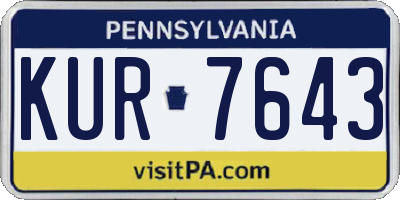 PA license plate KUR7643