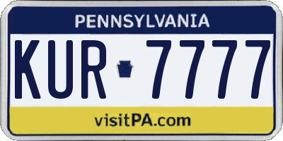 PA license plate KUR7777