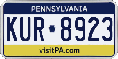 PA license plate KUR8923