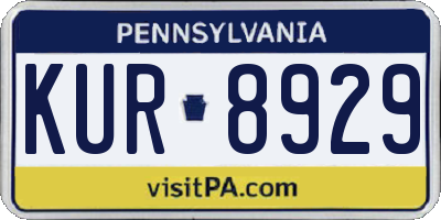PA license plate KUR8929