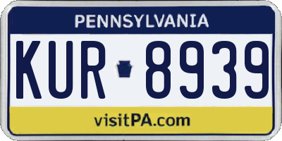 PA license plate KUR8939