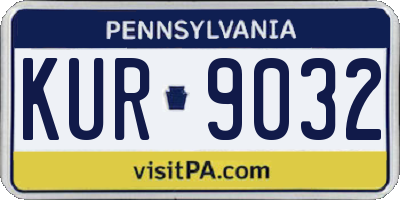 PA license plate KUR9032