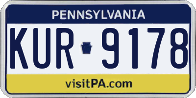 PA license plate KUR9178