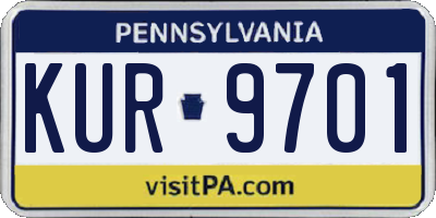 PA license plate KUR9701