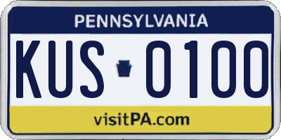 PA license plate KUS0100