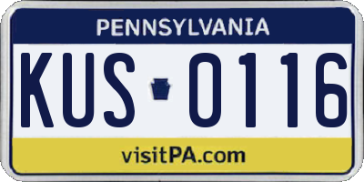 PA license plate KUS0116