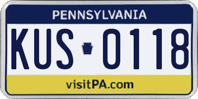 PA license plate KUS0118
