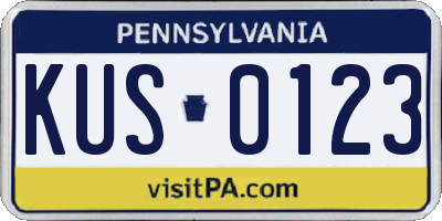 PA license plate KUS0123