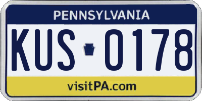 PA license plate KUS0178