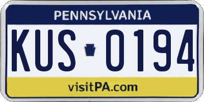 PA license plate KUS0194