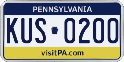 PA license plate KUS0200