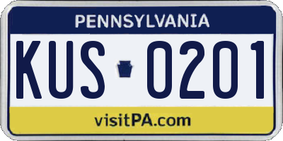 PA license plate KUS0201
