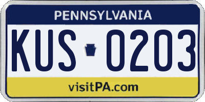 PA license plate KUS0203