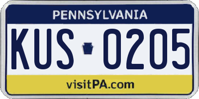 PA license plate KUS0205