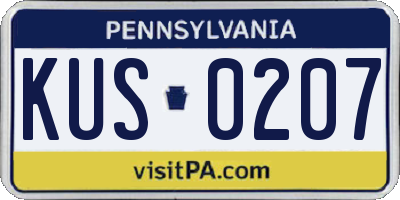 PA license plate KUS0207