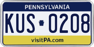 PA license plate KUS0208