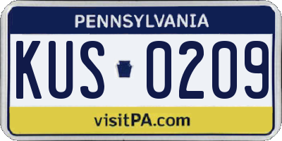 PA license plate KUS0209