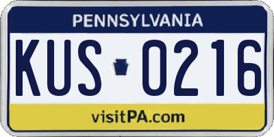 PA license plate KUS0216