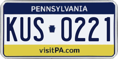 PA license plate KUS0221