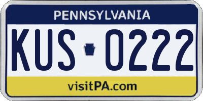 PA license plate KUS0222