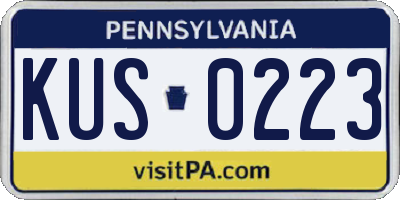 PA license plate KUS0223