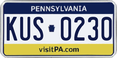 PA license plate KUS0230