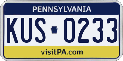 PA license plate KUS0233