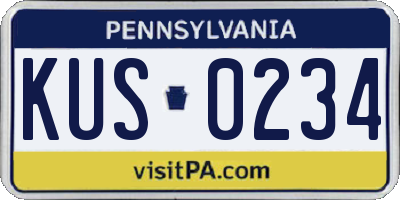 PA license plate KUS0234