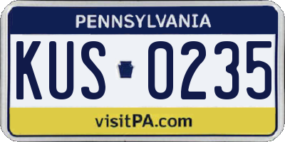 PA license plate KUS0235