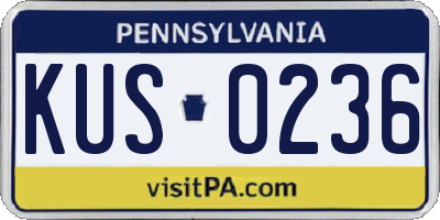 PA license plate KUS0236