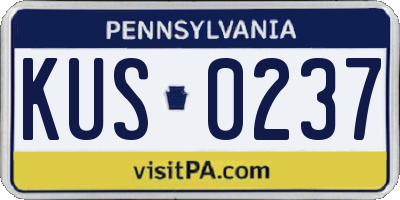 PA license plate KUS0237