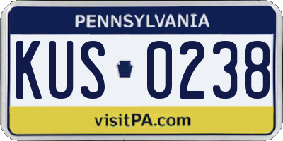 PA license plate KUS0238